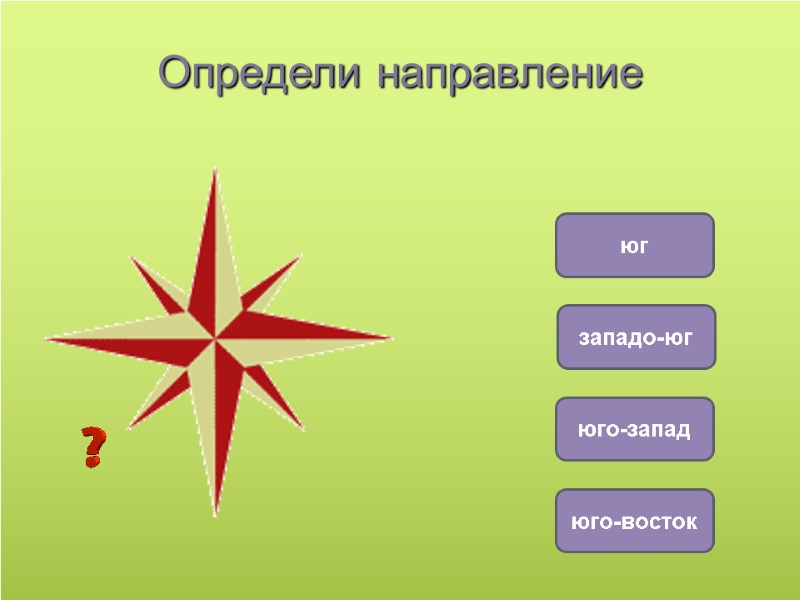 Определи направление юг юго-восток юго-запад западо-юг